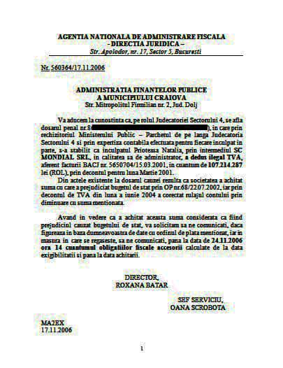 Facsimil Natalia Prioteasa